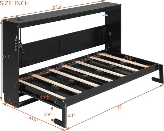 Black Twin Murphy Bed Featuring Integrated Lighting