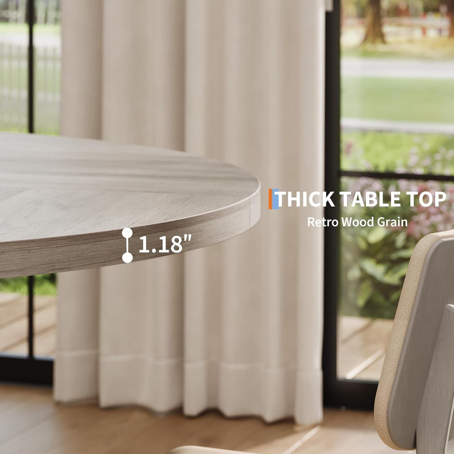Wash Grey Farmhouse Dining Table Pedestal Base