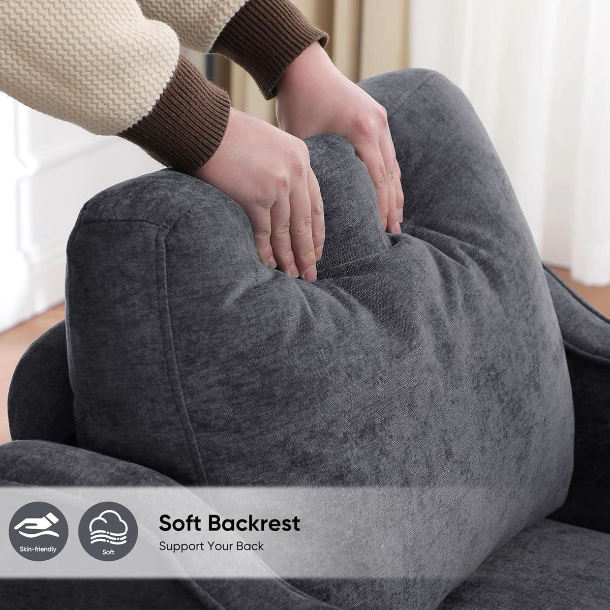 Dark Grey Mid Century Modern Accent Chair For Living Room