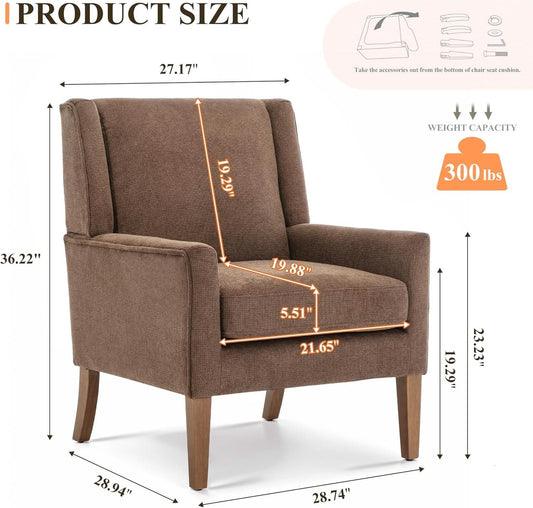 Oversized Mid Century Fabric Charcoal Accent Chair