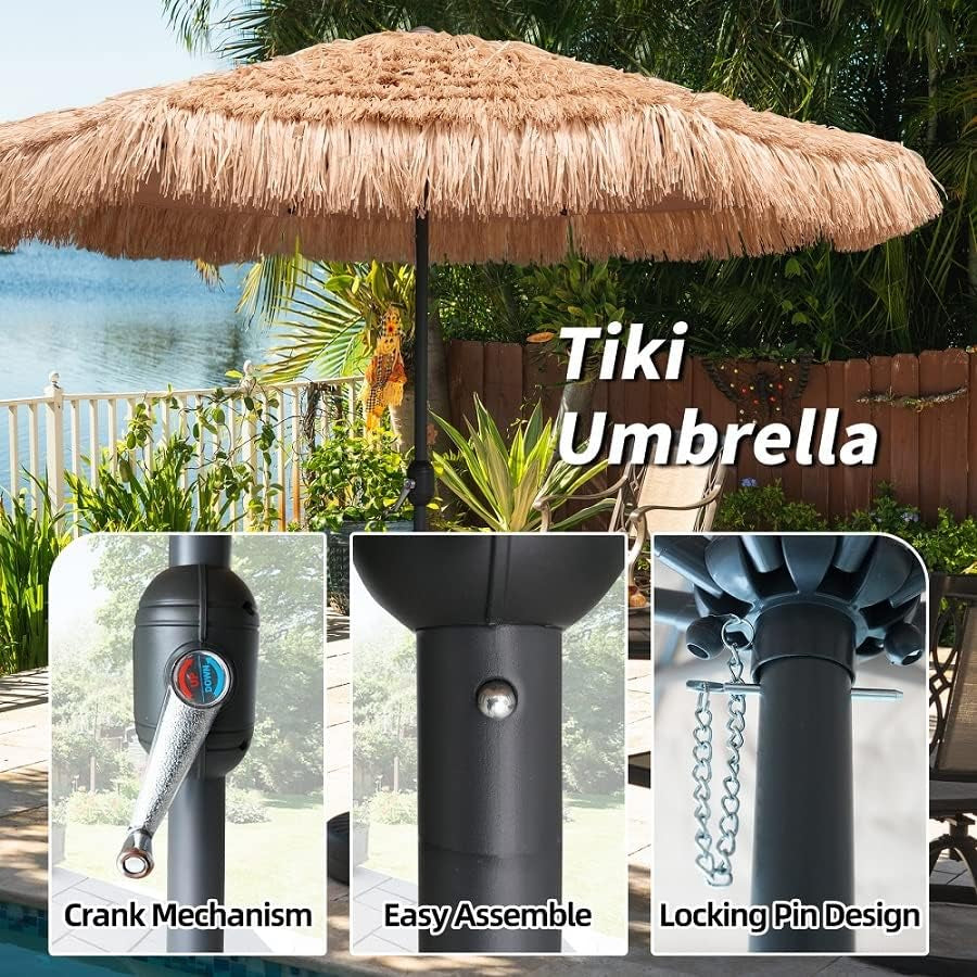 NineFoot Tiki Umbrella With ThatchedSunshade UPF50