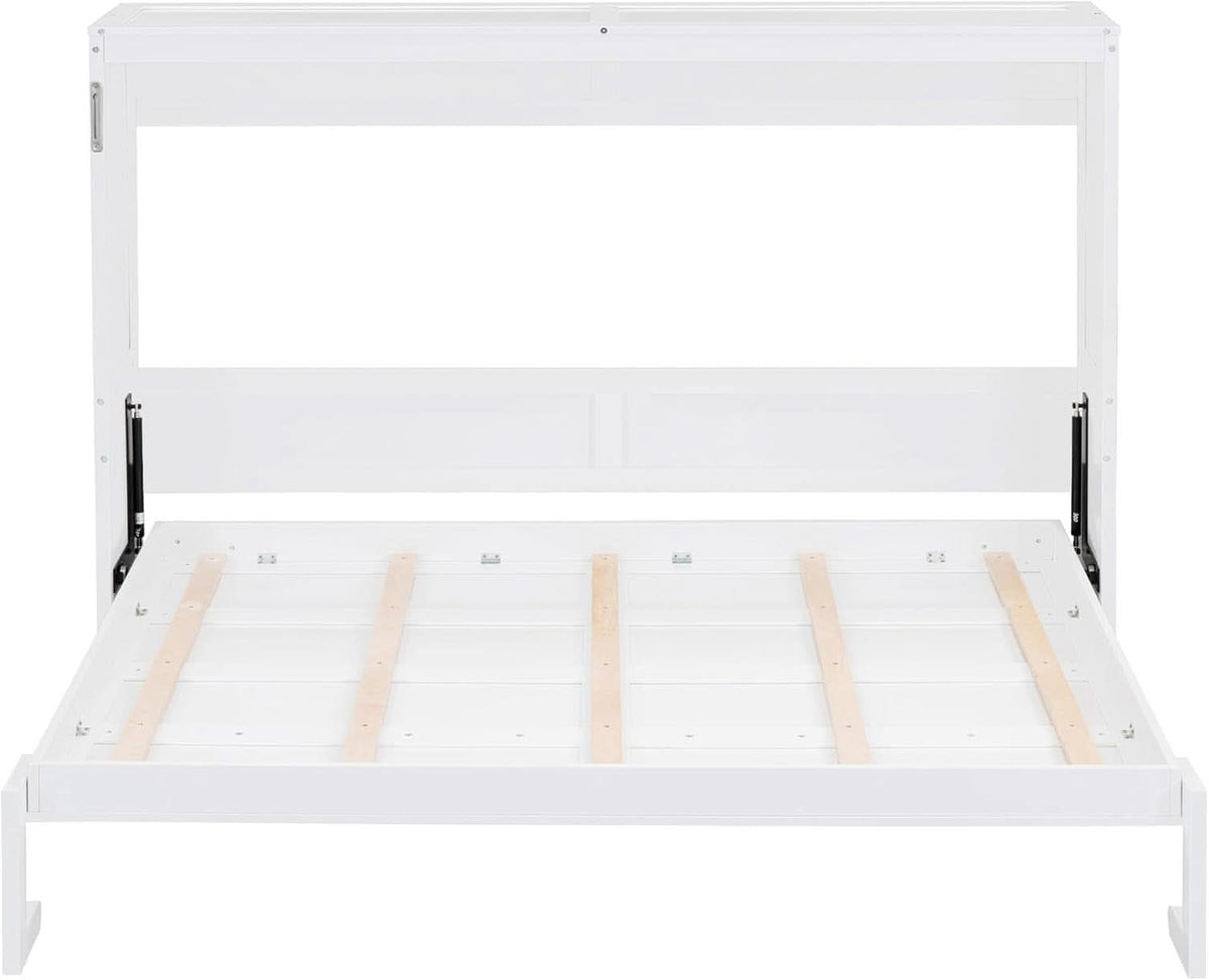 Bright White Solid Walnut Murphy Bed Cabinetry Plus
