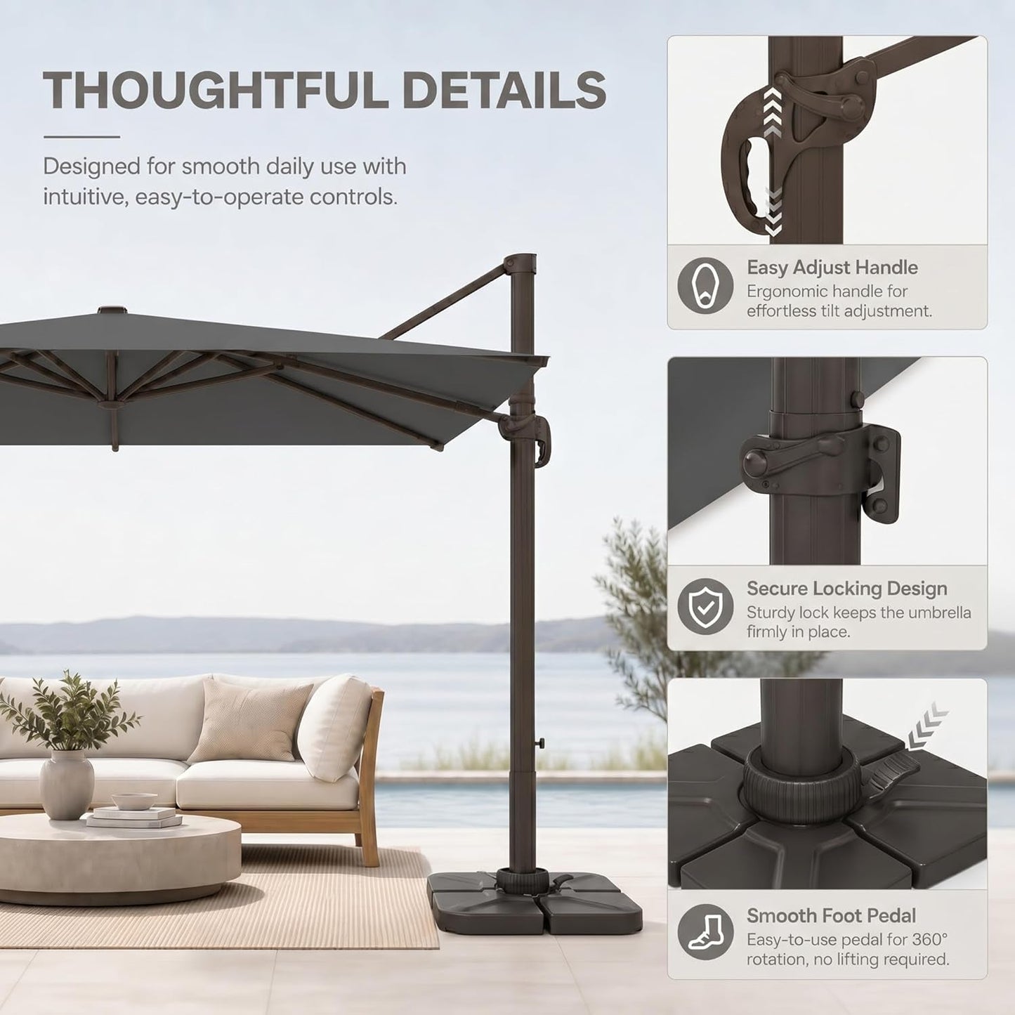 Cantilevered Patio Umbrella 10ft Cream White Offset