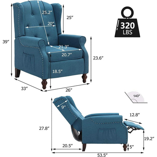 Wingback Recliner Chair With Massage And Heat Living Room