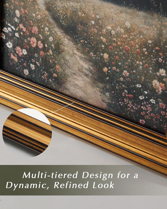Gilded Gold Framed Vintage Wall Art Hydrangea Canvas