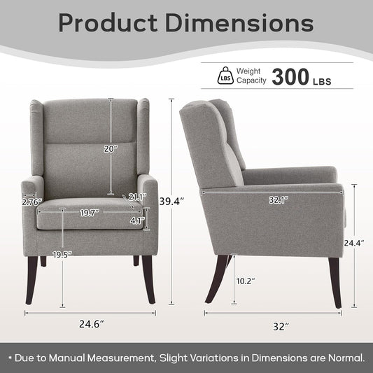 Grey Armchair HighBack Commercial Grade For Living Room