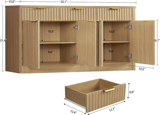 Oversized Buffet Cabinet With Walnut Finish Storage