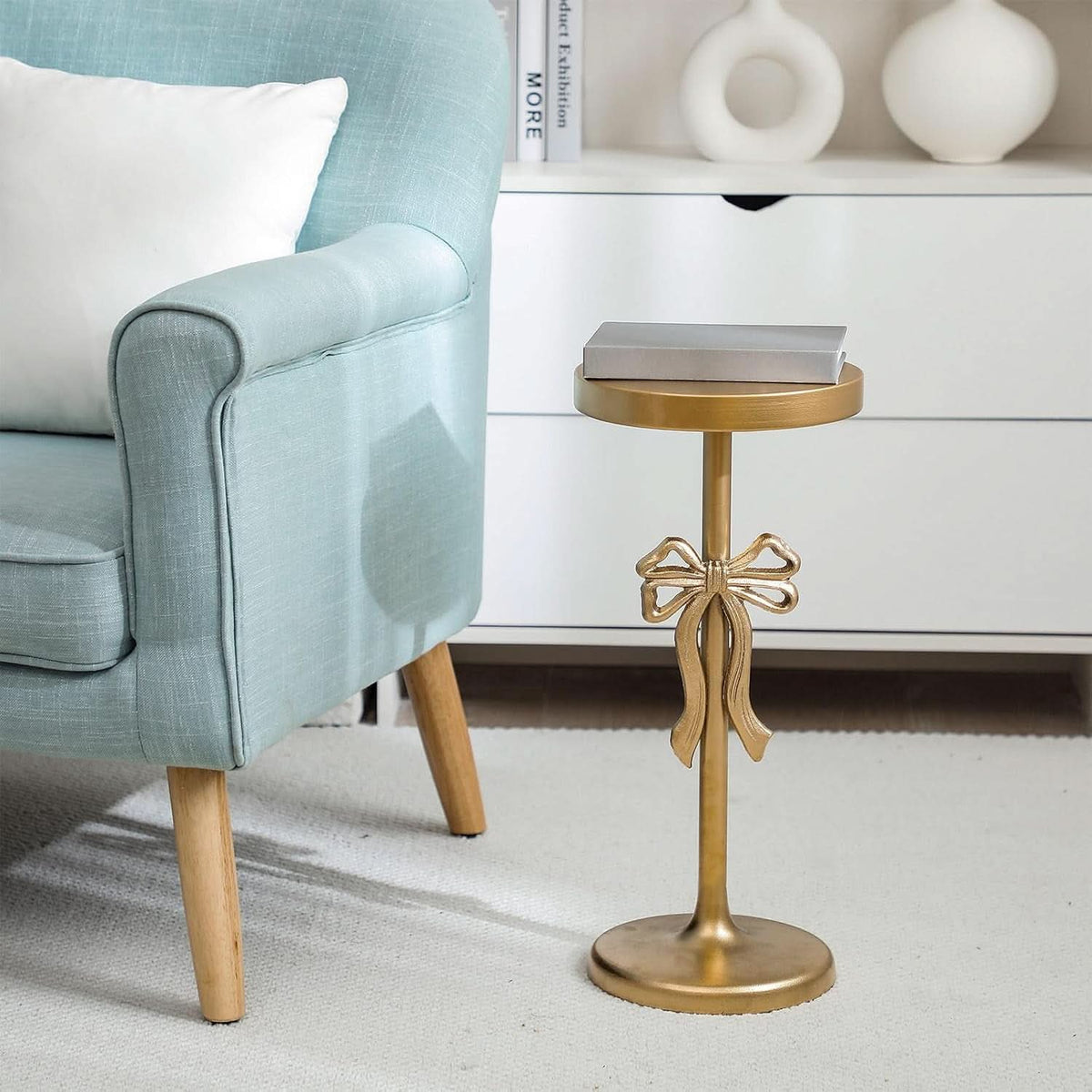 Radiant Gold Martini Cocktail Table 9x19 Inches Bow Pedestal