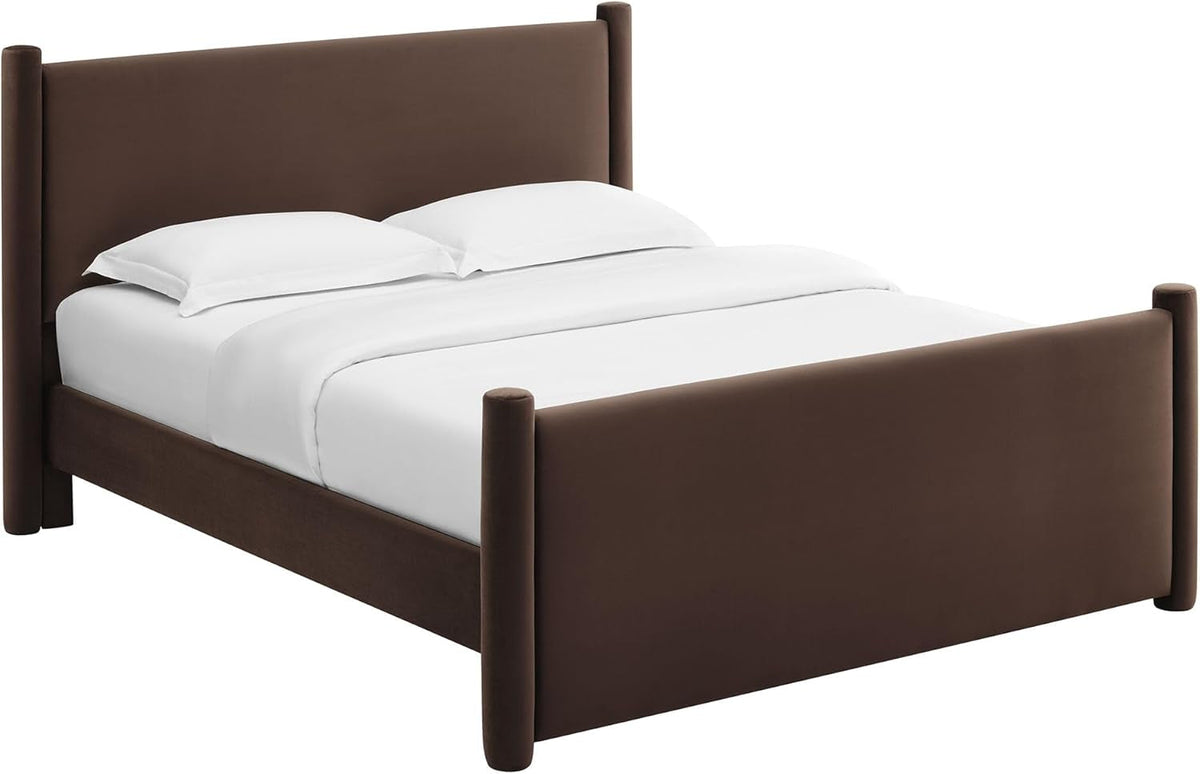 Queen Platform Bed Frame With Upholstered Headboard