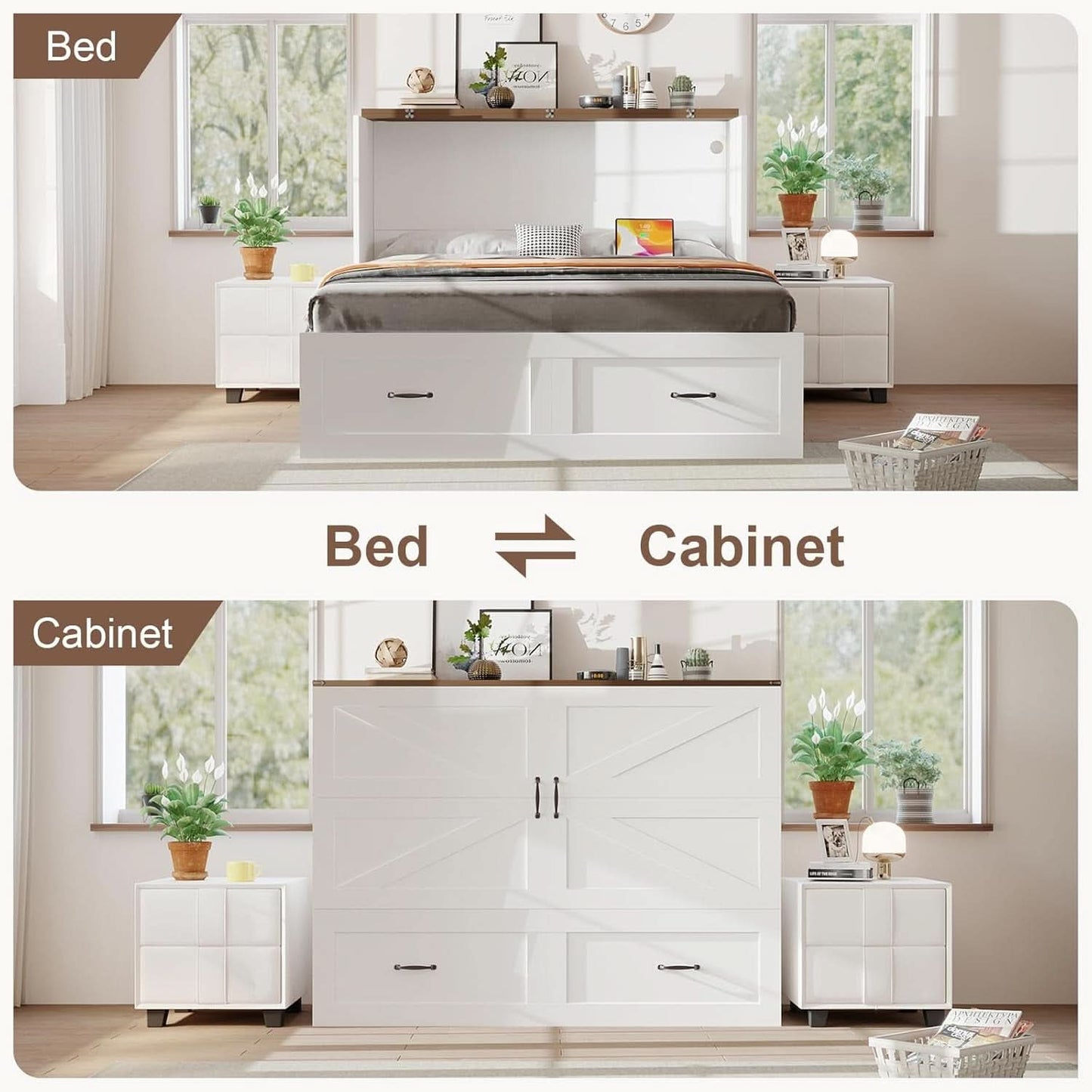Espresso Queen Murphy Cabinet Bed Versatile Deluxe