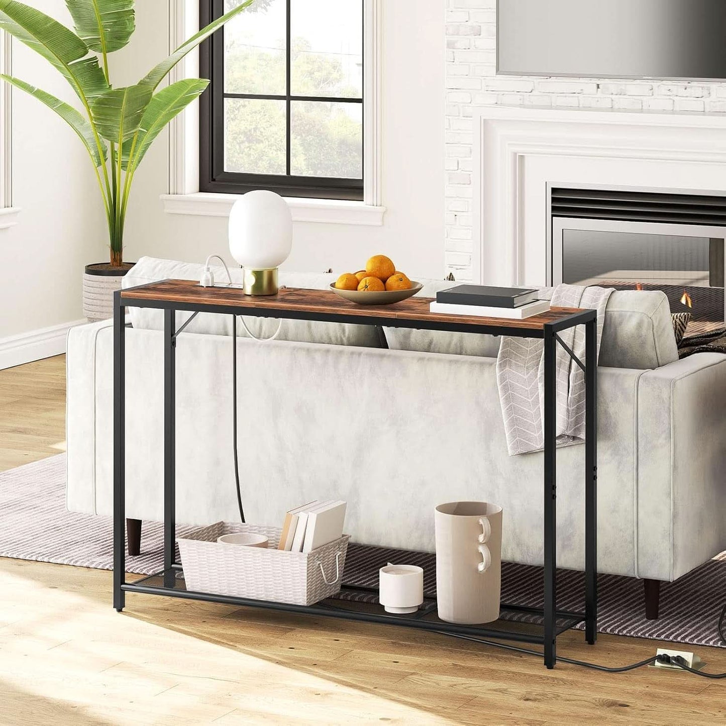 Sofa Console Table 43Inch USBPorts Ultra Durable Matte Finish
