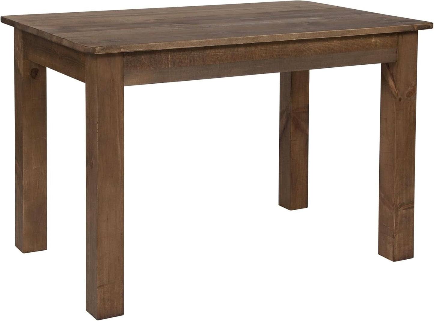 Rustic Brown Solid Wood Dining Table 46x30 Seats 4