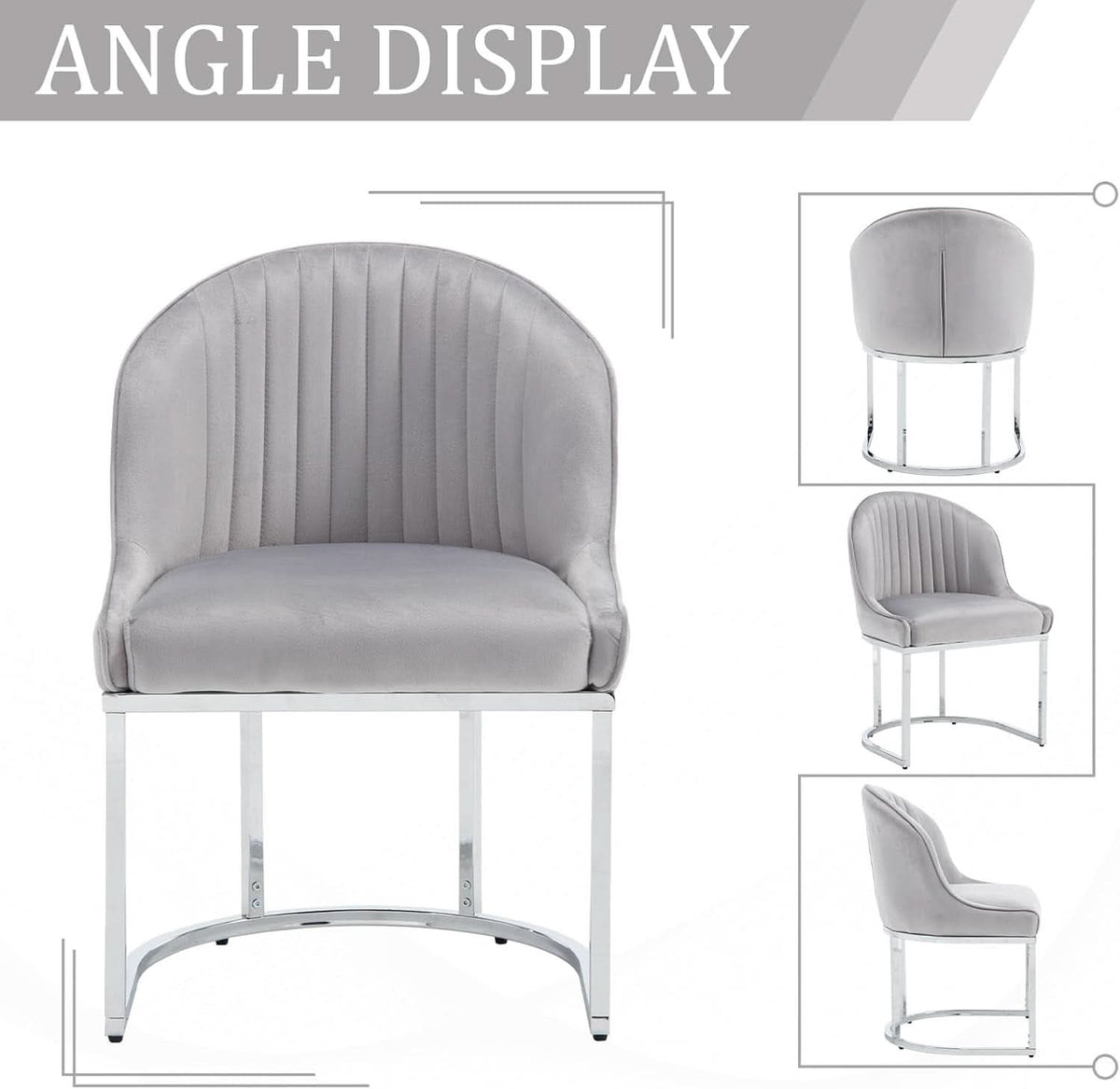 Grey Velvet Upholstered Dining Chairs Collection Set