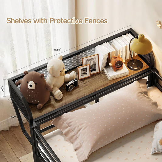 Black TwinOverTwin HeavyDuty Bunk Bed WithIntegratedDesk