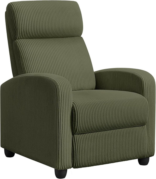 Dark Green Corduroy Adjustable Recliner Chair For Living Room
