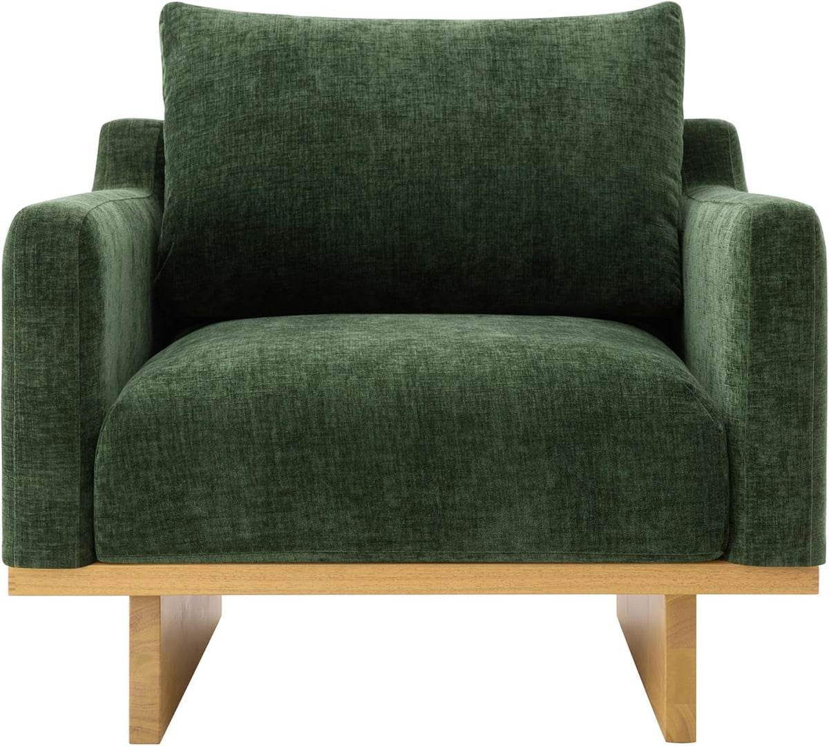 Green Solid Wood Frame Contemporary Cushioned Chair