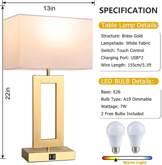 Sumptuous Luxurious Gold White TwentyTwoInch Table Lamps