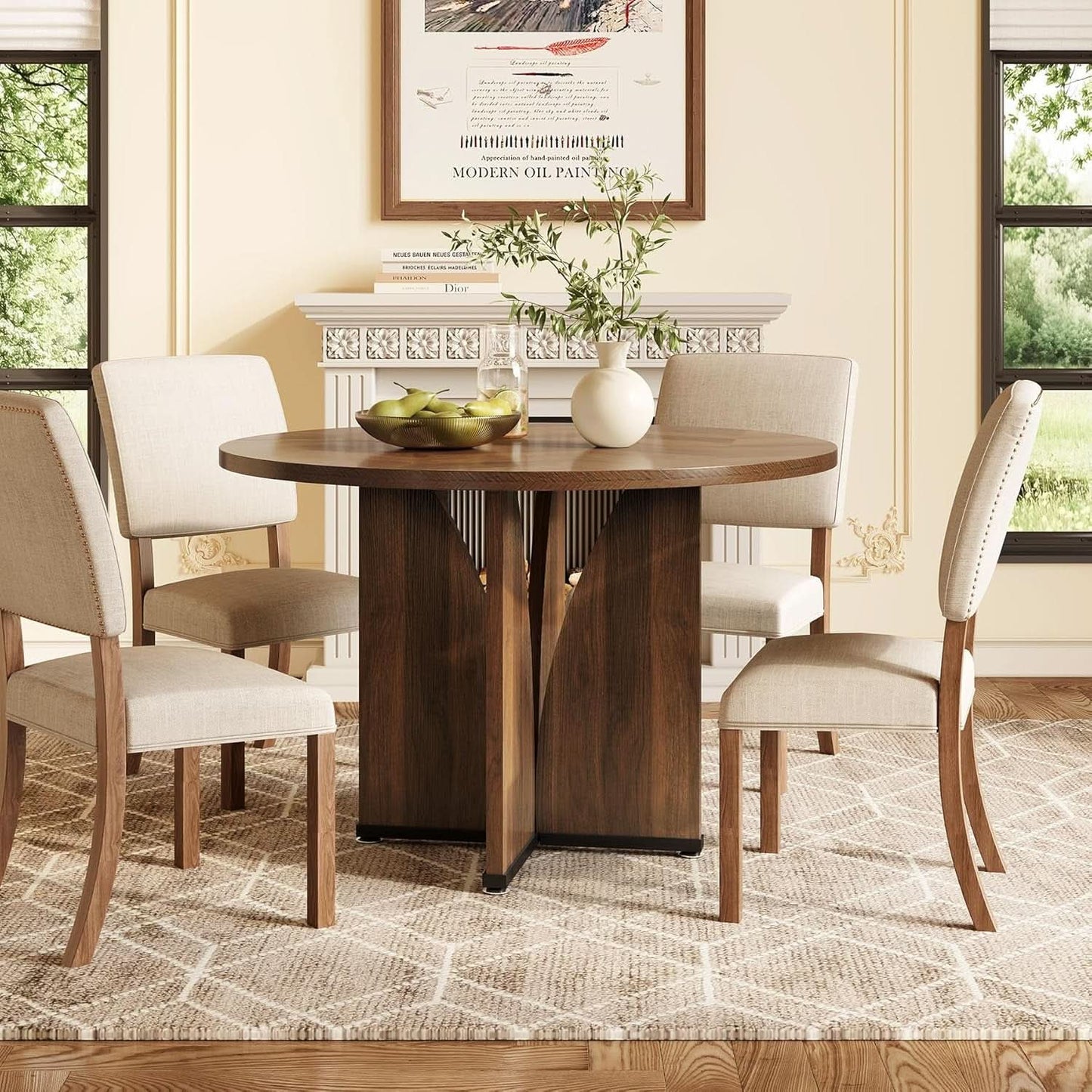 Round 39 Inch Dining Table Rustic Dark Brown Seats 2 To 4