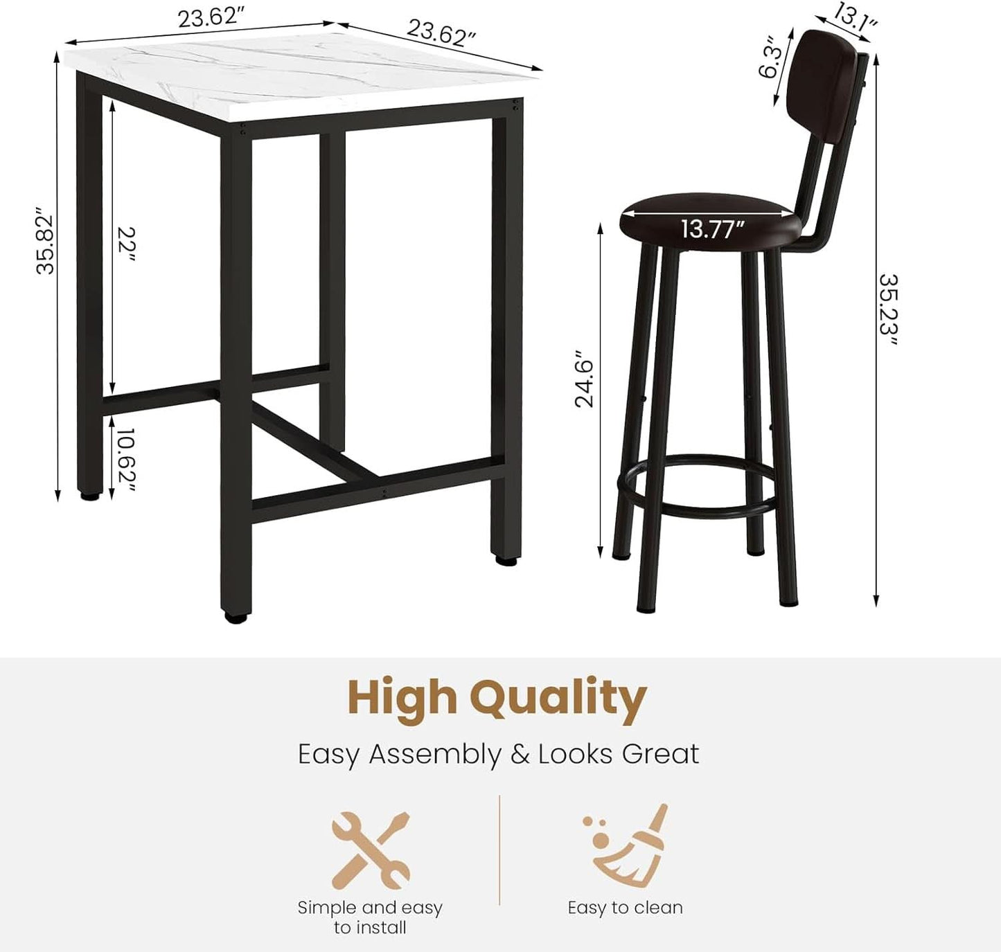 White 24Inch Square Dining Table Set Space Savvy Design