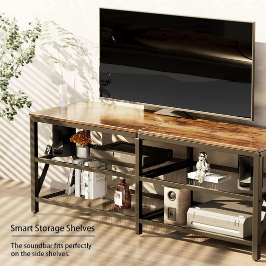 Industrial TV Stand 55 Inch Entertainment Center Brown