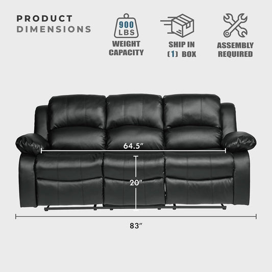 Humphreys Double Reclining Loveseat Black Faux Leather