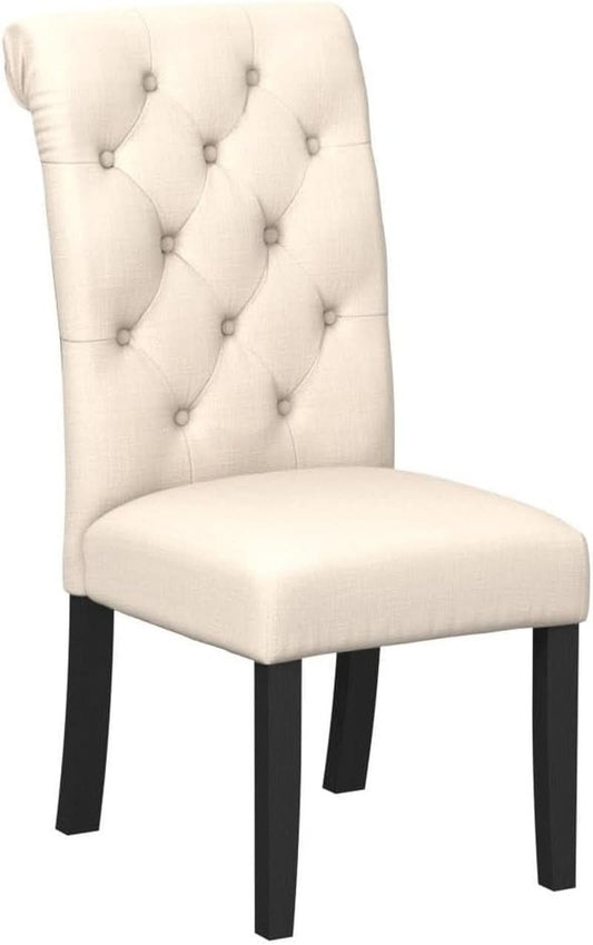 Tufted Solid Wood Dining Chairs Tan Set Of 2 Modern