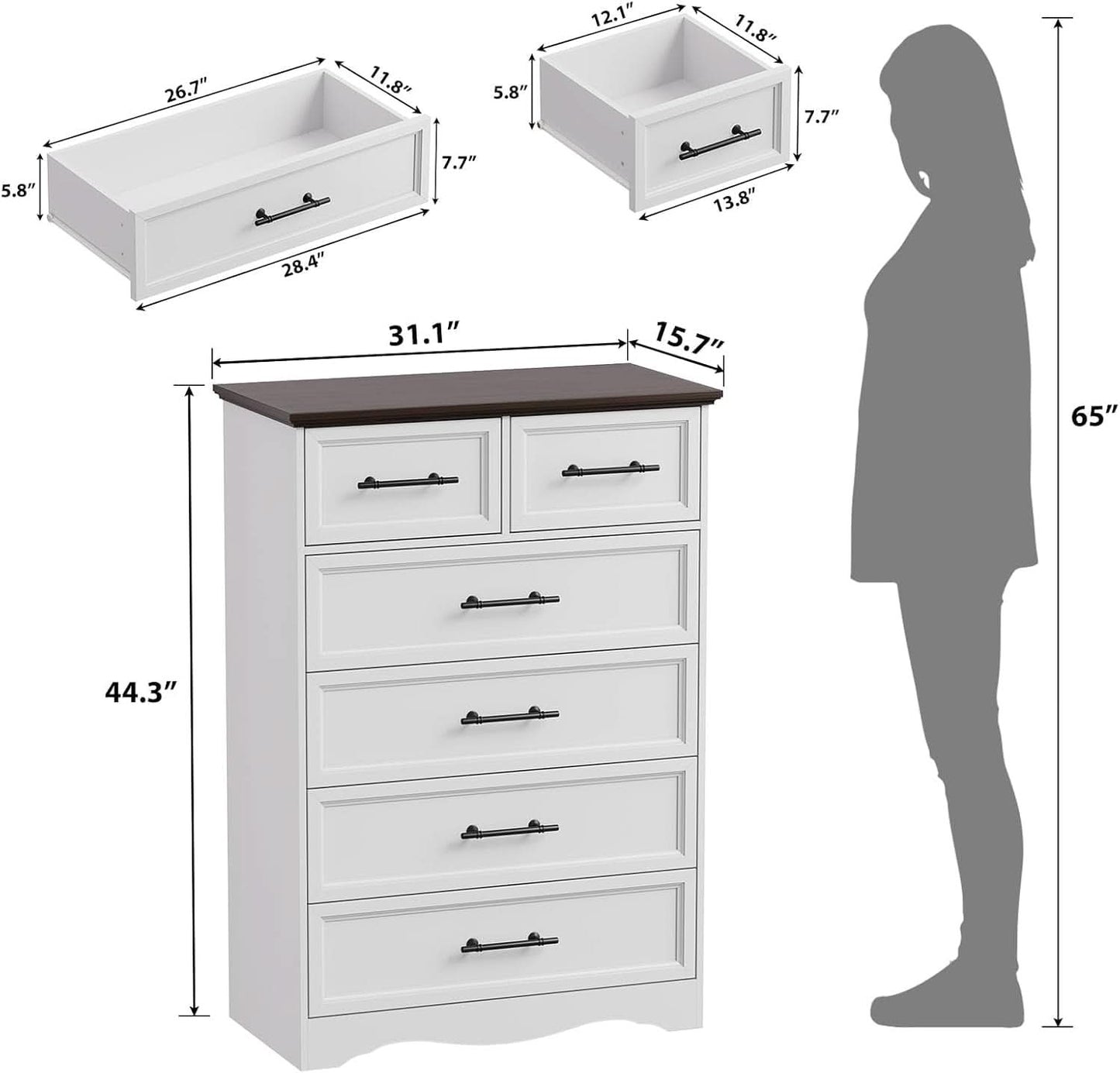 White Farmhouse Dresser FortyFourInchesTall Storage