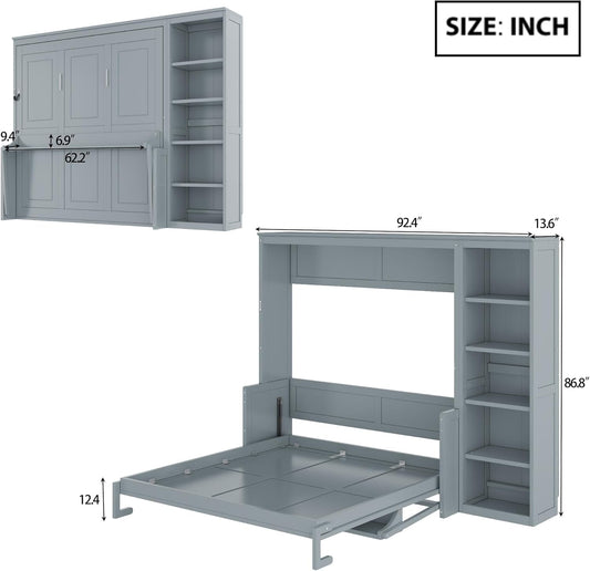 Gray Queen Murphy Desk With Industrial Storage Shelving-1