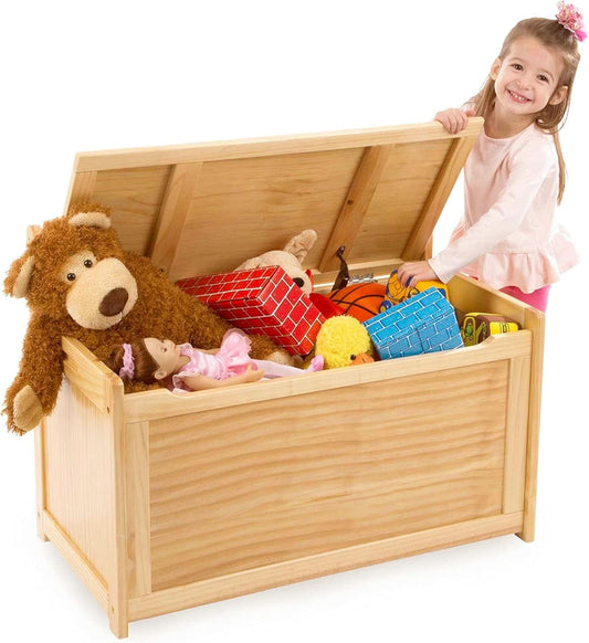 Blonde Premium Wood Toy Chest With Generous Storage Capacity
