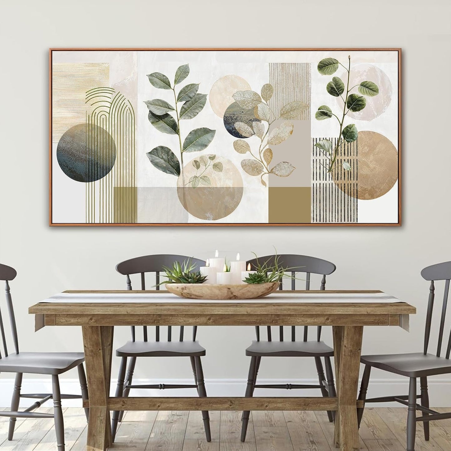 Elegant Emerald Green Bohemian Wall Art 29x58Inches