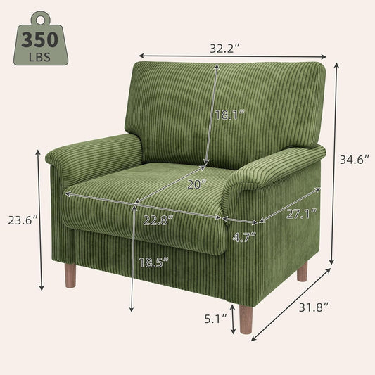 Green 22InchesWide Oversized PremiumLuxAccent Chair