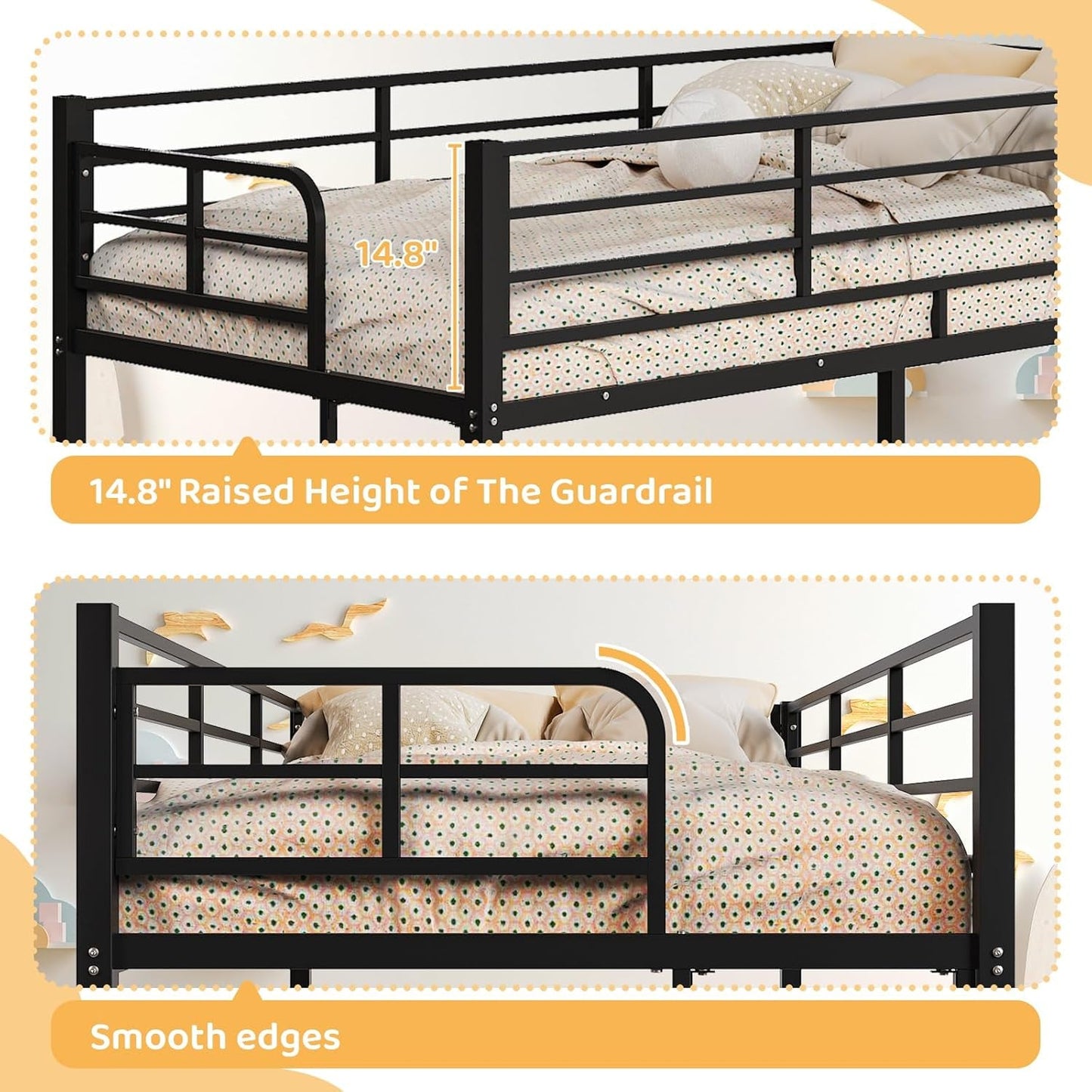 Black Twin Over Twin Reinforced Steel Frame Bunk Bed