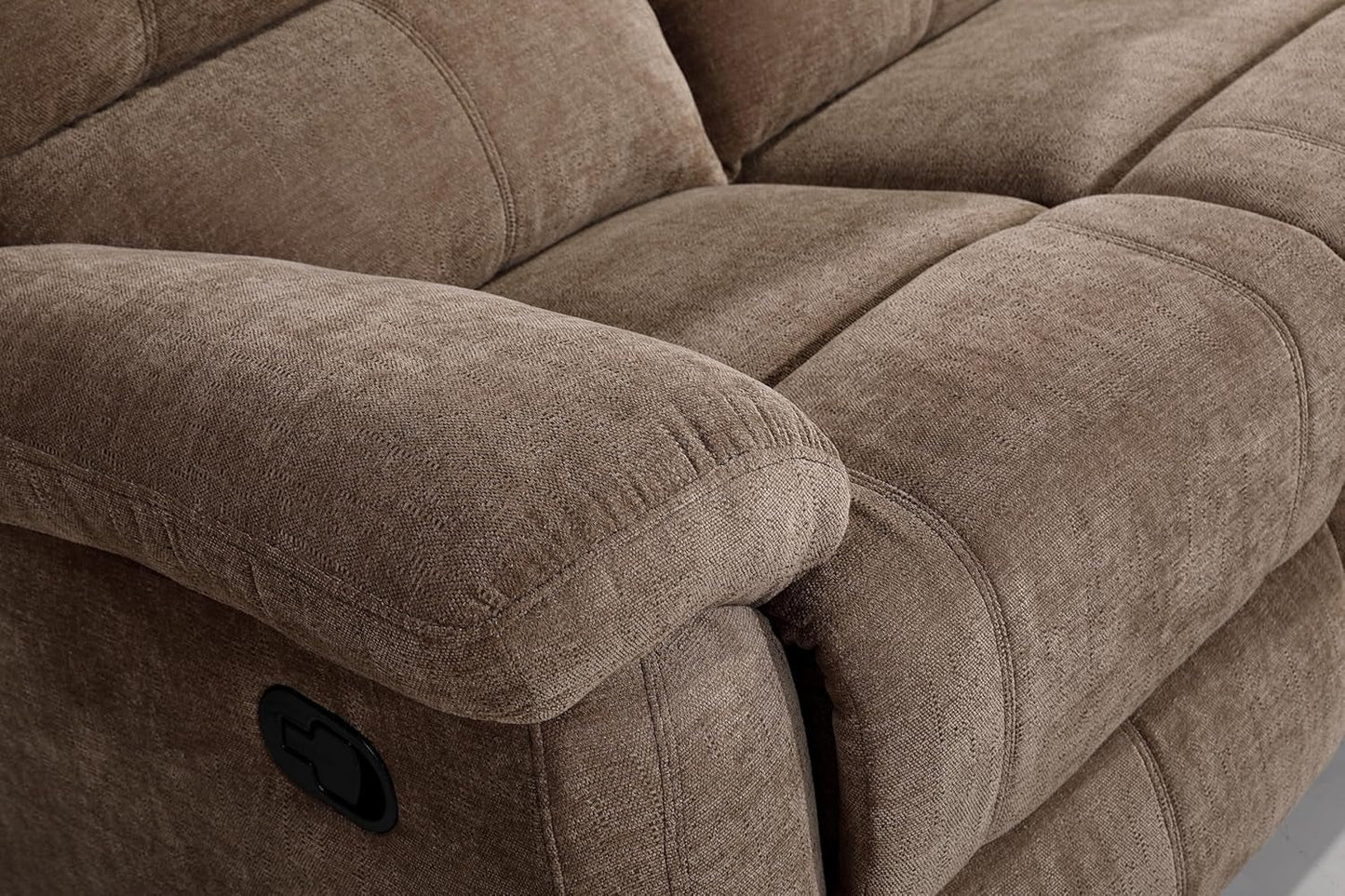 Khaki Ultrafabric Cloudlike Recliner Sofa With Console