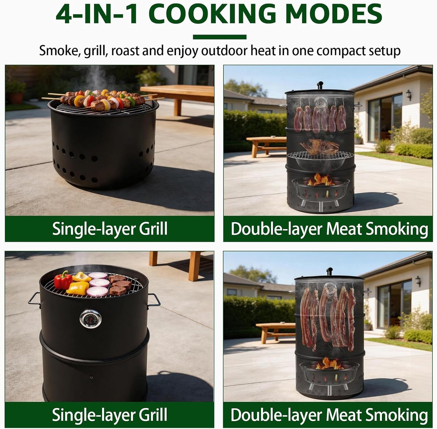 Twenty Inch Charcoal Smoker Grill With Thermometer