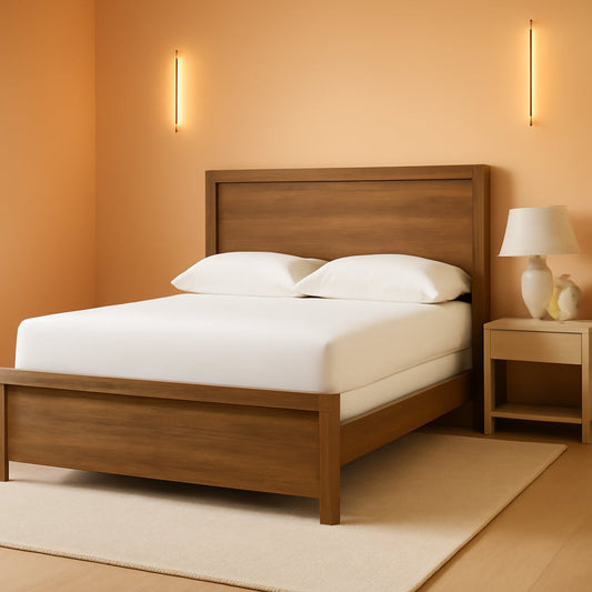 Queen Panel Bed Frame DurableEngineeredWood Auburn Finish