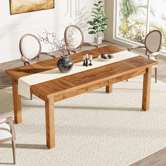 70.87 Inch Wood Dining Table Farmhouse Thickened Legs