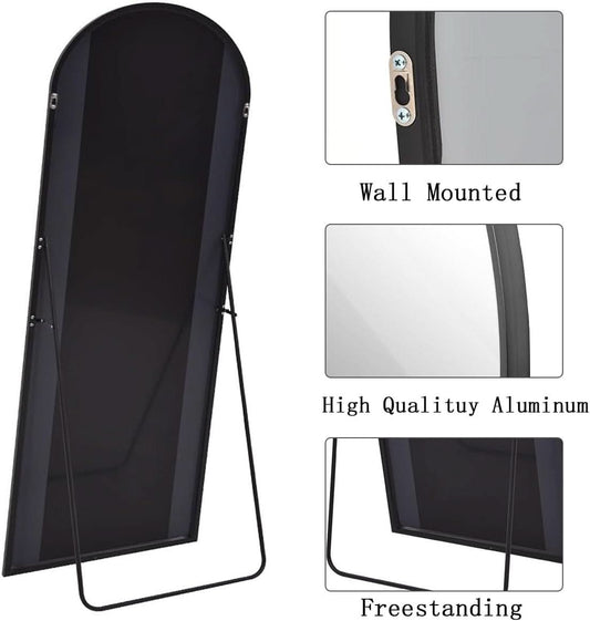 Oversize Black Arched Total Length Aluminum Mirror