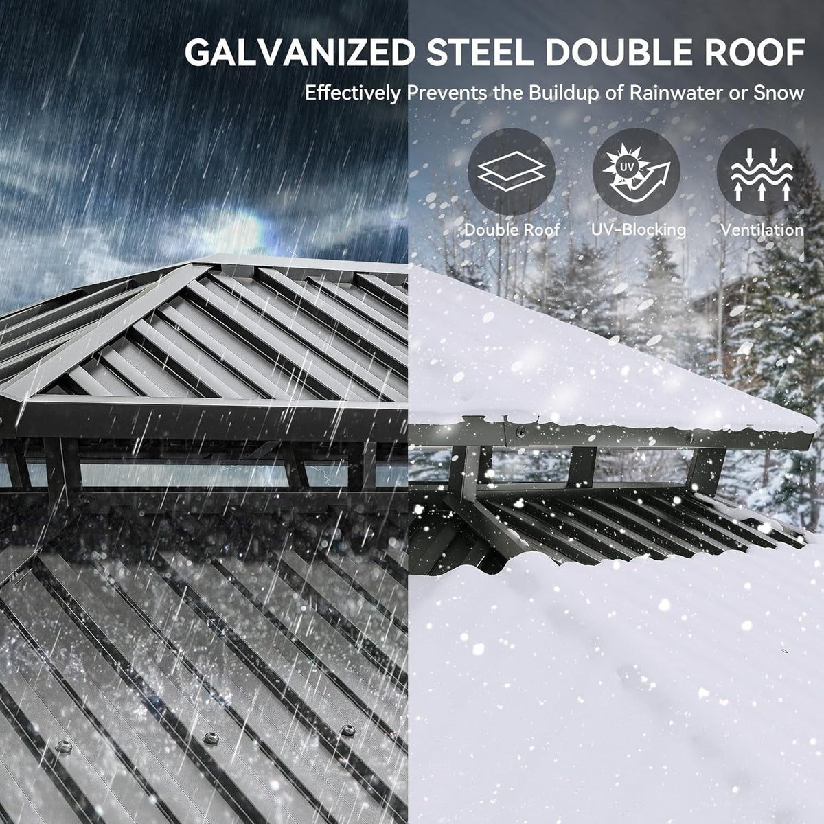 12x18 Foot Metal Hardtop Weatherproof Patios Gazebo