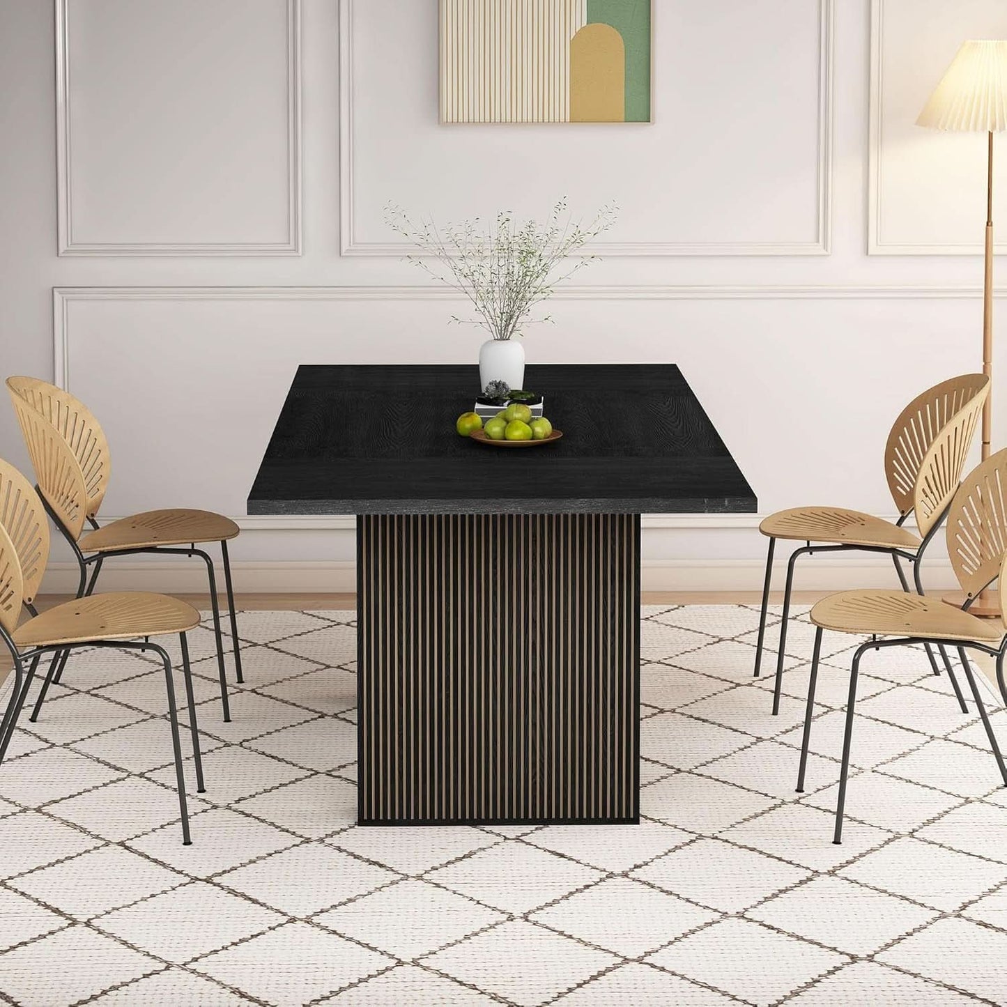 Dining Table 78 Inch Black Rectangular Farmhouse Kitchen