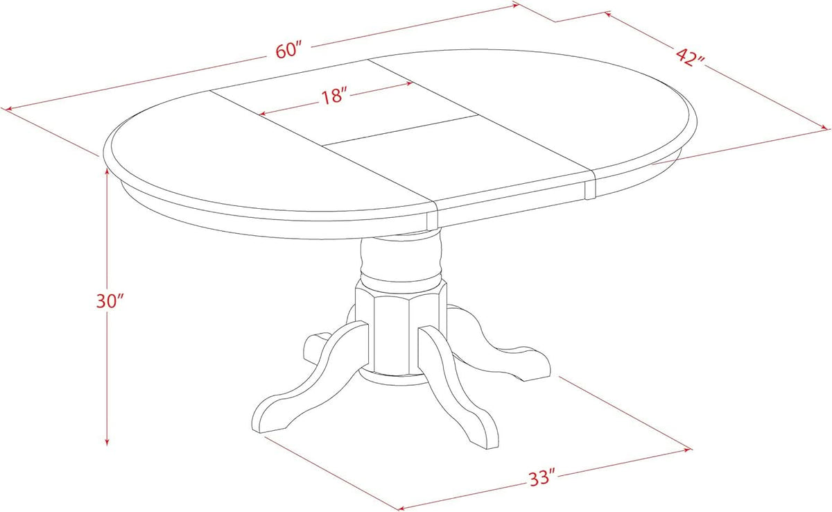 Oval Dining Table 42x60 Inch Butterfly Leaf Finish