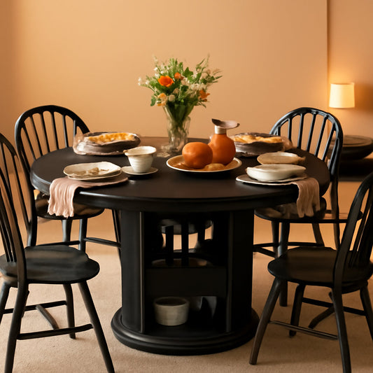 47 Round Farmhouse Dining Table Storage Compartment