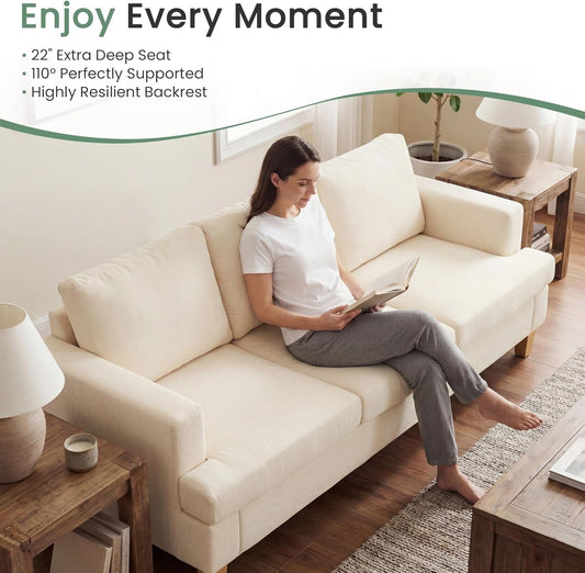 Beige Chenille Sleeper Sofa Three-Seater Loveseat Set