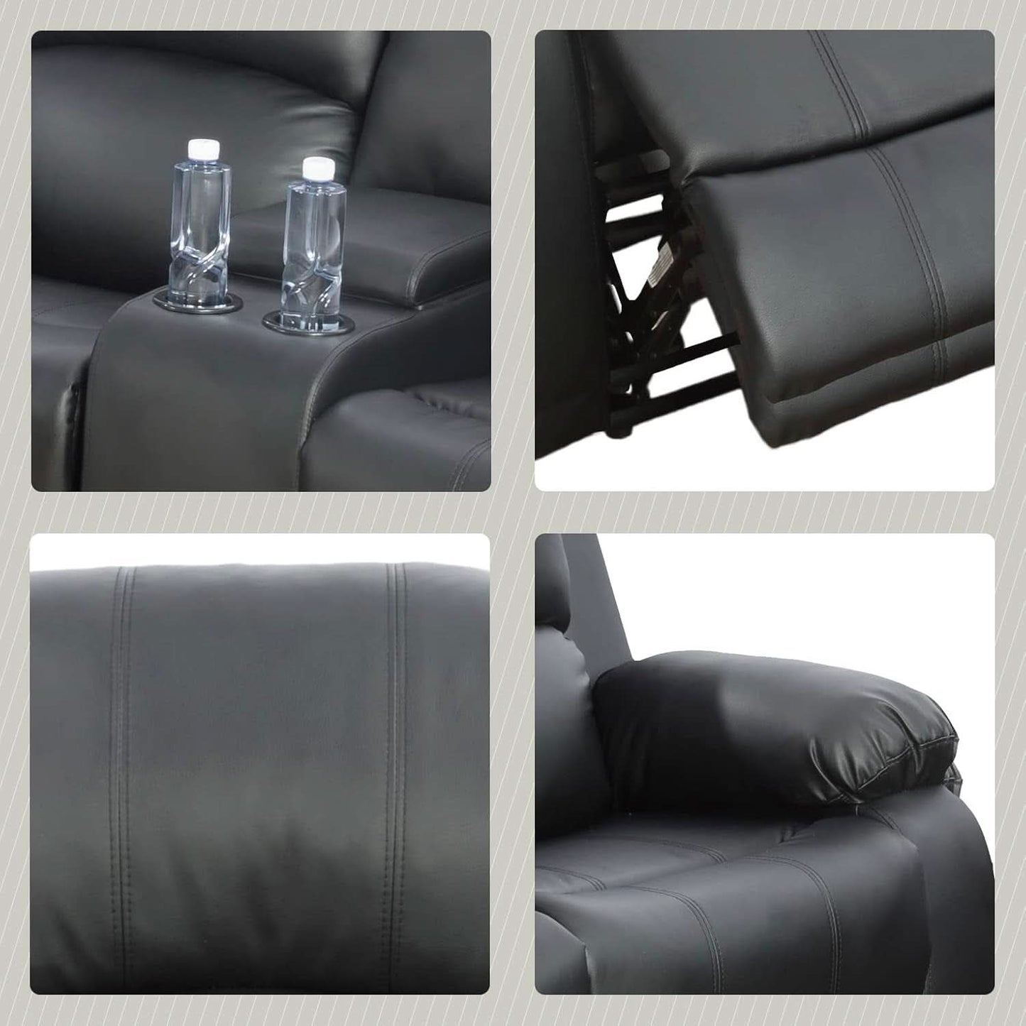 Black Living Room Recliner Set With Love Seat And Sofa