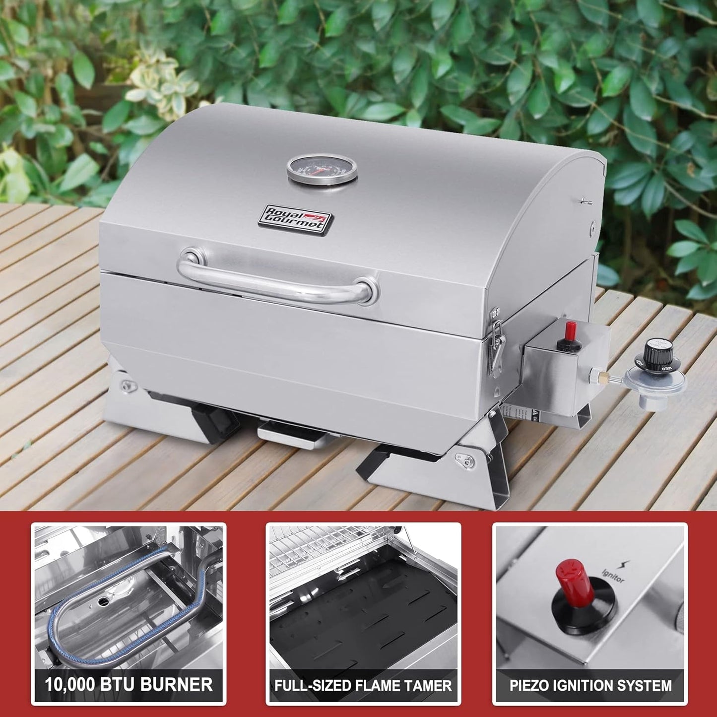 Stainless Steel Tabletop Grill 10000BTU Portable Outdoor