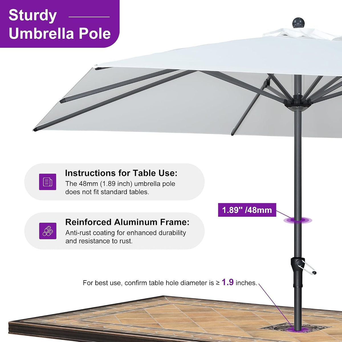 10x10 Patio Umbrella White Outdoor Weatherproof Durable