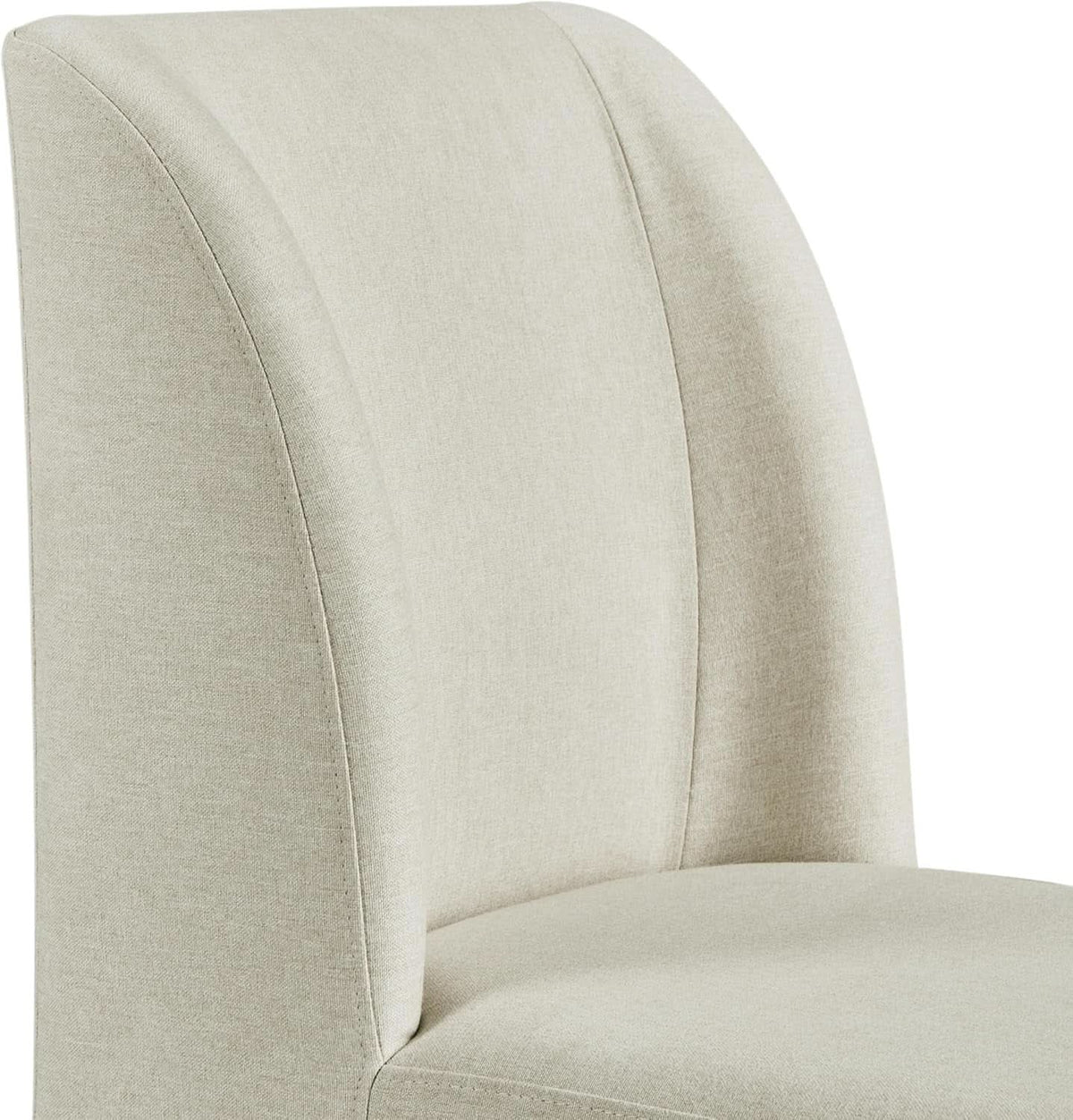 Beige Upholstered Dining Chairs Mid Back With Metal Legs 2