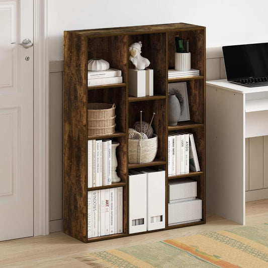 Luder 11-Cube Amber Pine Bookcase For Living Room Storage-1