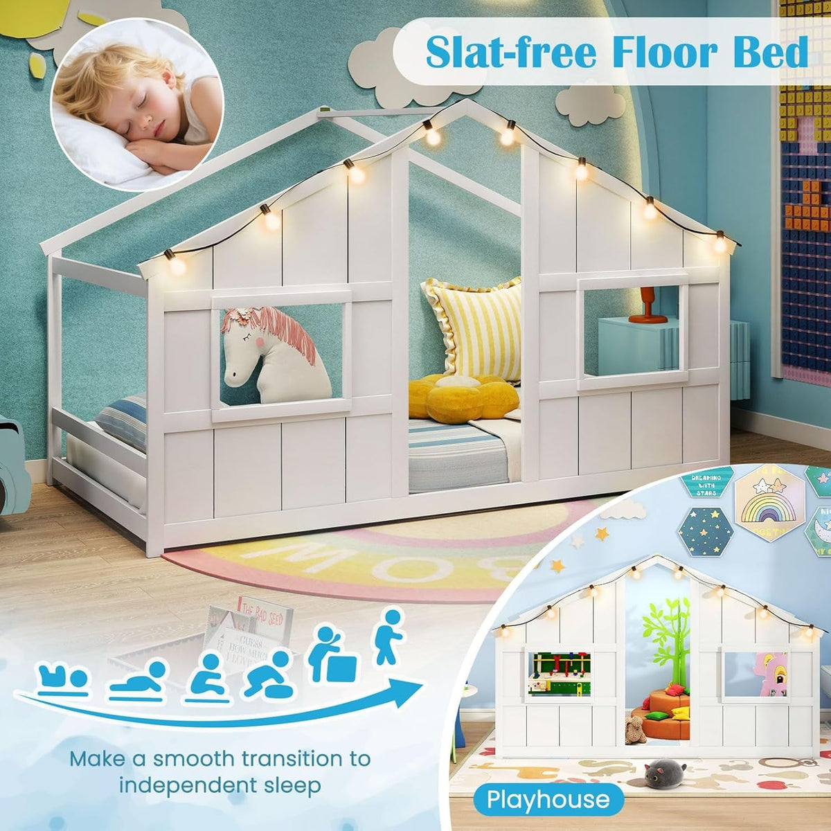 Montessori Twin House Bed With Ambient Illumination