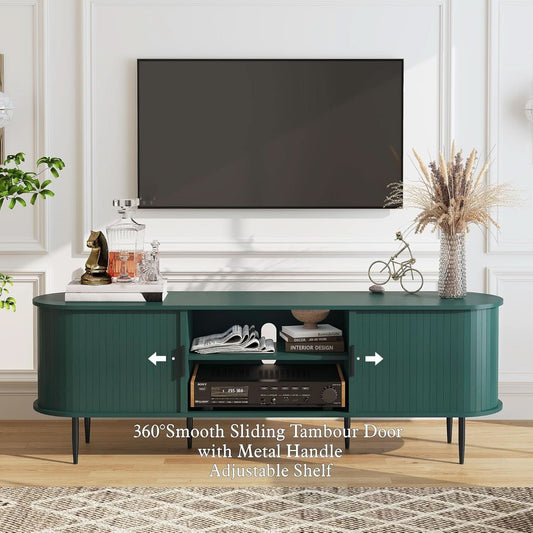 71 Inch Tambour Door TV Console Entertainment Center-1