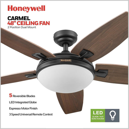 Carmel 48 Inch Bronze Contemporary Ceiling Fan